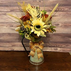 NEW!! Fall Arrangement in Galvanized Pitcher!